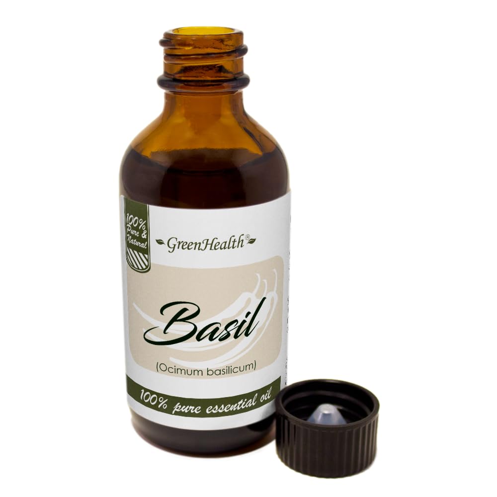 Basil Essential Oil – 2 fl oz (59 ml) 100% Pure Therapeutic Grade – Glass Bottle with Dropper – Aromatherapy, Stress Relief & Natural Home Fragrance