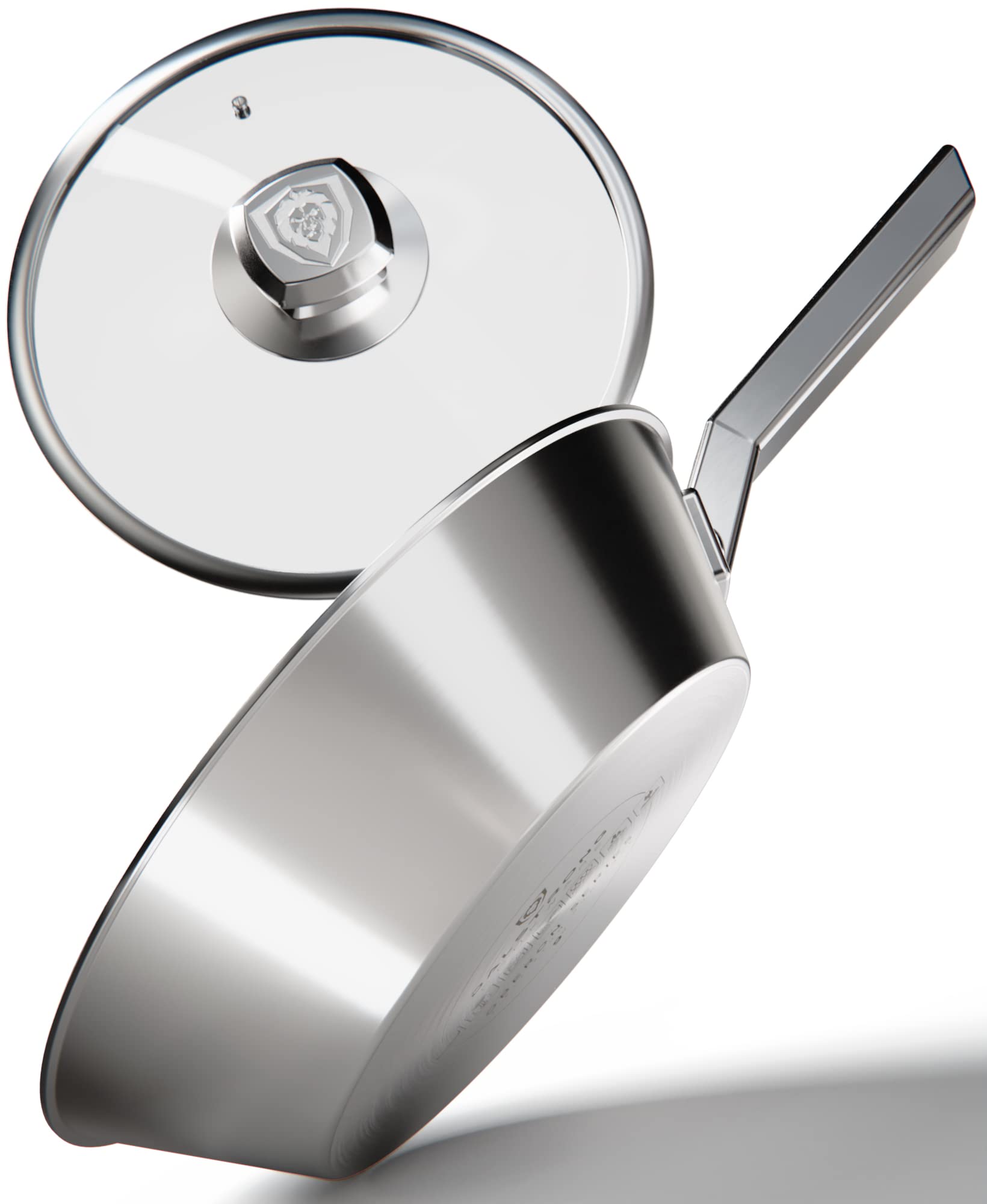 Dalstrong 9-Inch Oberon Series Frying Pan Skillet - 3-Ply Aluminum Core Cooking Pan - Premium Silver Kitchen Cookware - 1.5 QT Capacity - Omelet, Beef & Egg Pan - Includes Lid & Pot Protector - Perfect for Sautéing, Frying & Everyday Cooking