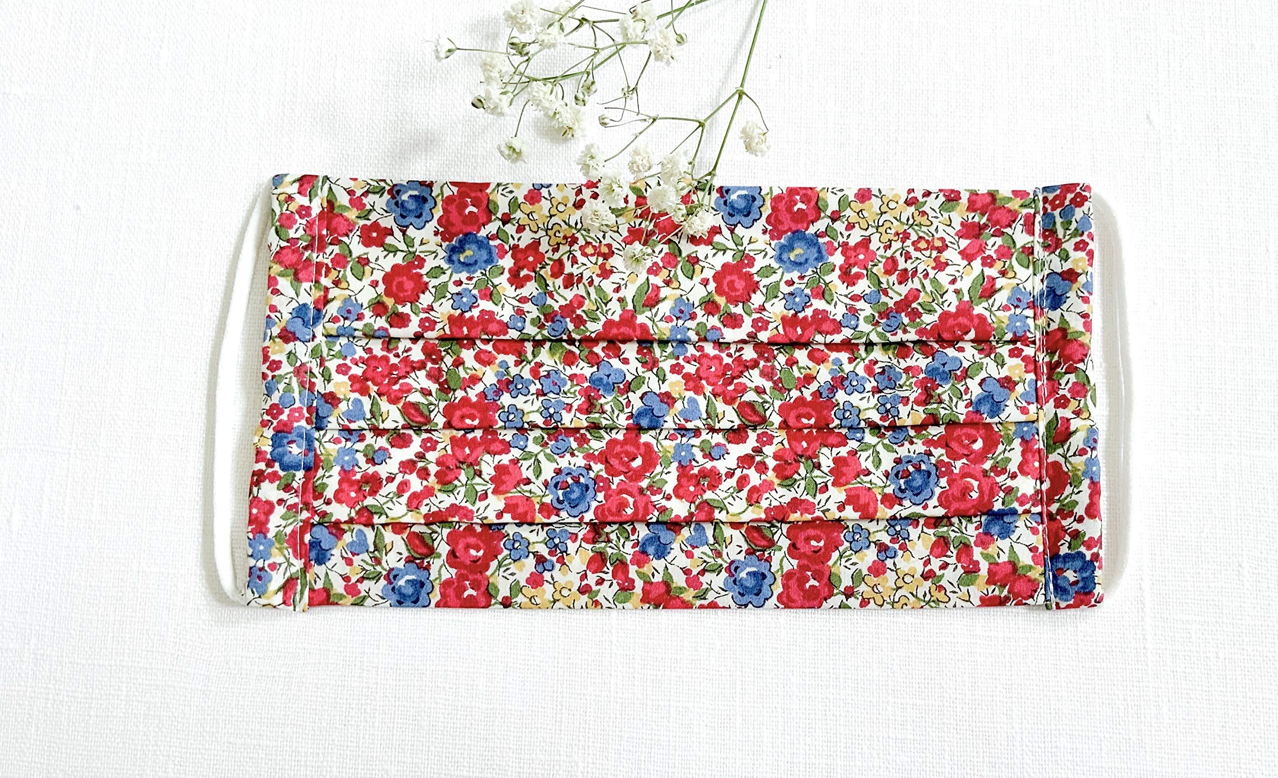 Liberty of London Red Emma and Georgina Floral Cotton Face Mask - Reusable, Washable, with Nose Wire & Filter Pocket for Women - Perfect for Travel, Work, and Everyday Protection