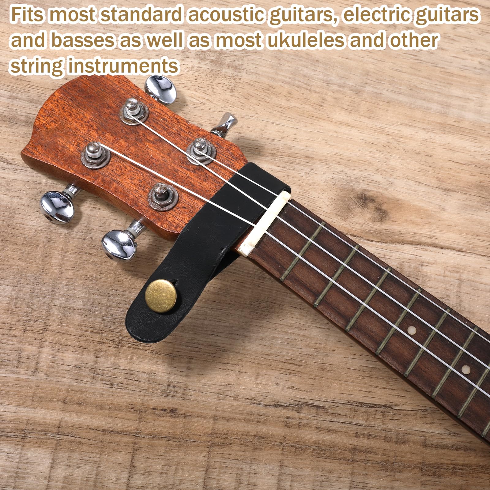 2-Pack Leather Guitar Neck Straps with Button - Adjustable Acoustic & Electric Guitar Strap Lock for Bass, Ukulele - Perfect for Live Performances & Studio Sessions