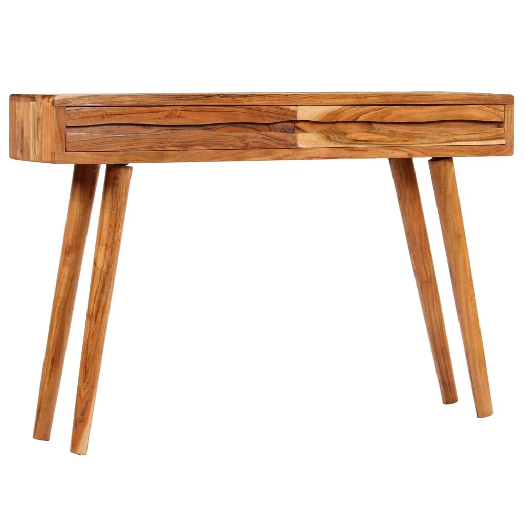 Solid Acacia Wood Console Table with Carved Drawers - 46.5
