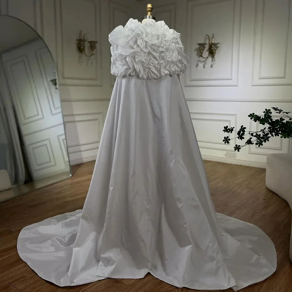 Luxury Dubai Arabian White Pearl Beaded Mermaid Evening Gown - Elegant Formal Dress for Weddings, Galas & Special Occasions