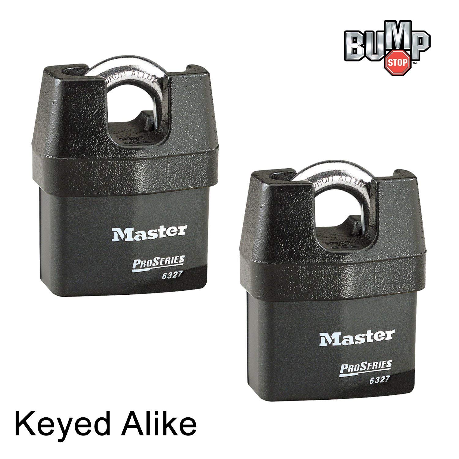Master Lock Pro Series 6327NKA-2 High Security Padlock (2-Pack) with BumpStop Technology - Heavy Duty Outdoor & Indoor Use for Gates, Storage Units & Toolboxes