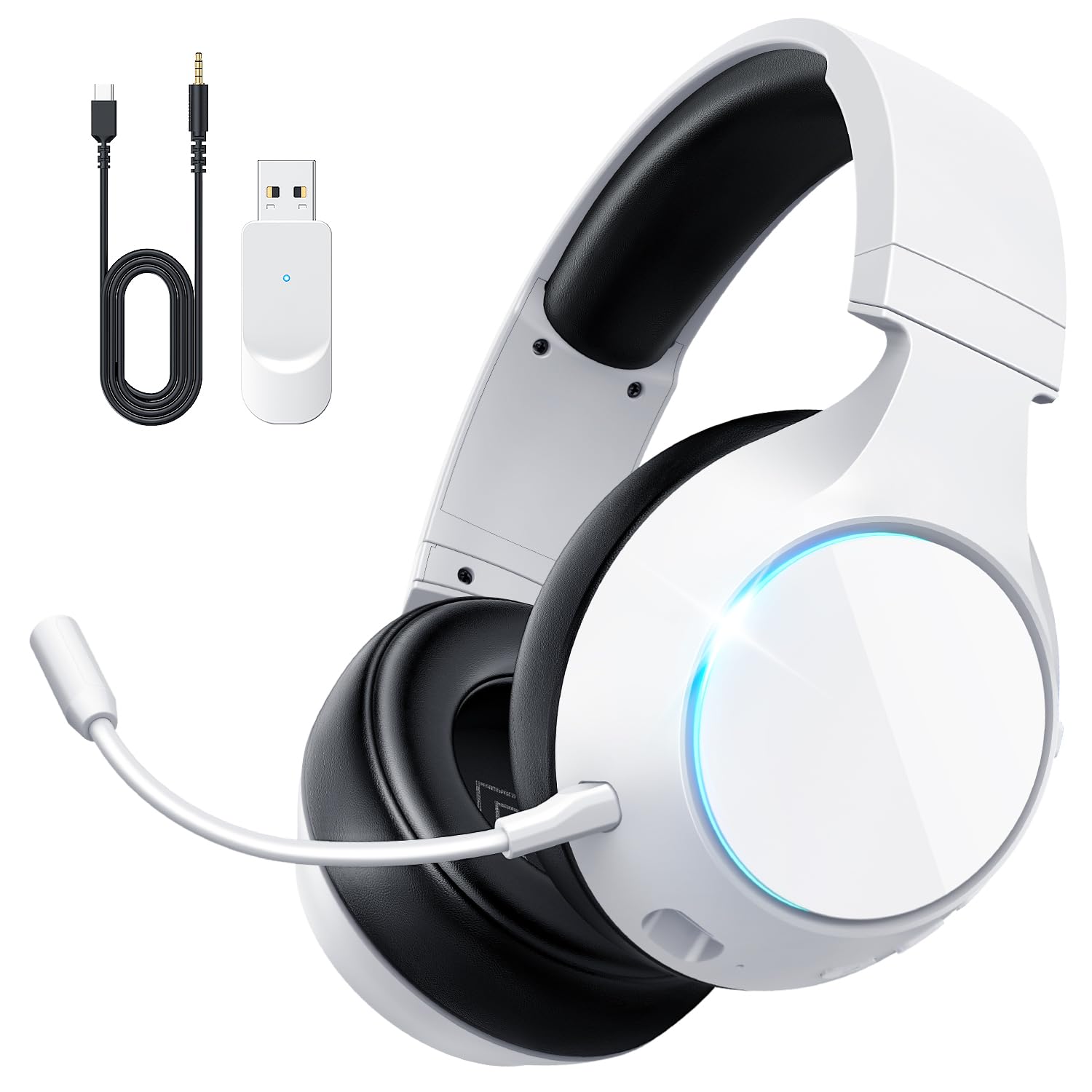 YPBDAN 2.4GHz Wireless Gaming Headset with ENC Noise Canceling Mic - Compatible with PC, PS5, PS4, Nintendo Switch, Mac | Bluetooth 5.3, 60H Battery, 3.5mm Wired Connection | Perfect for Competitive Gaming, Streaming & Online Meetings