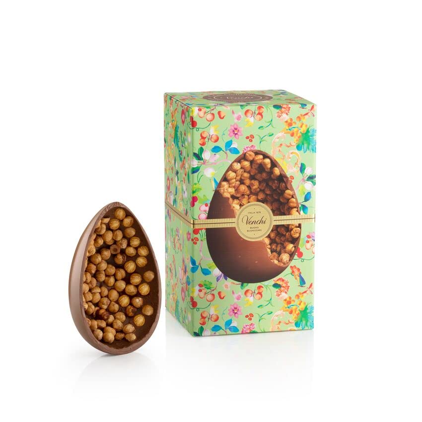 Premium Venchi Milk Chocolate Egg with Hazelnuts - Gourmet Italian Easter Chocolate Gift for Adults & Kids - Perfect for Easter Baskets, Holiday Gifting & Special Occasions