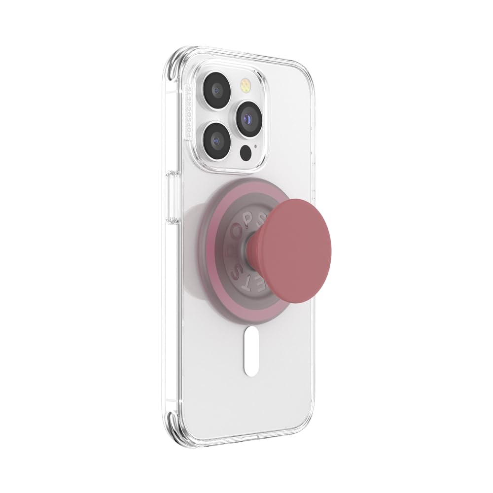 PopSockets Expandable Phone Grip with Kickstand - MagSafe Compatible, Includes Adapter Ring, Wireless Charging Friendly (Soft Touch Clay) - Perfect for iPhone 13/14/15 Pro Max, Galaxy S23 Ultra & Daily Use