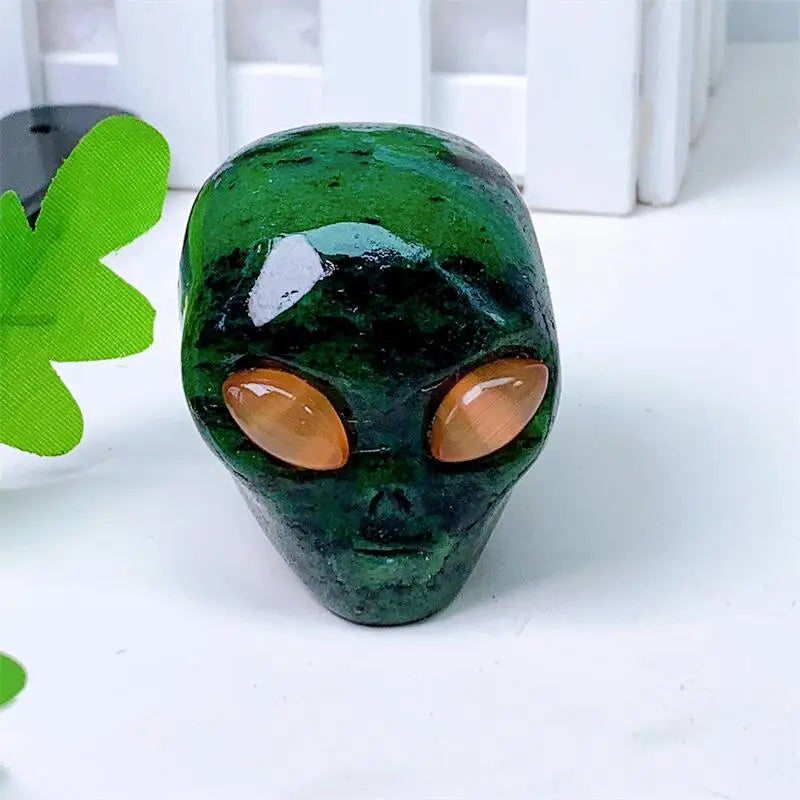 2 Inch Natural Ruby in Zoisite Alien Skull Carved Crystal - Reiki Healing Stone, Spiritual Decor, Unique Gift for Collectors (Perfect for Meditation, Energy Work & Home Decoration) 1pc