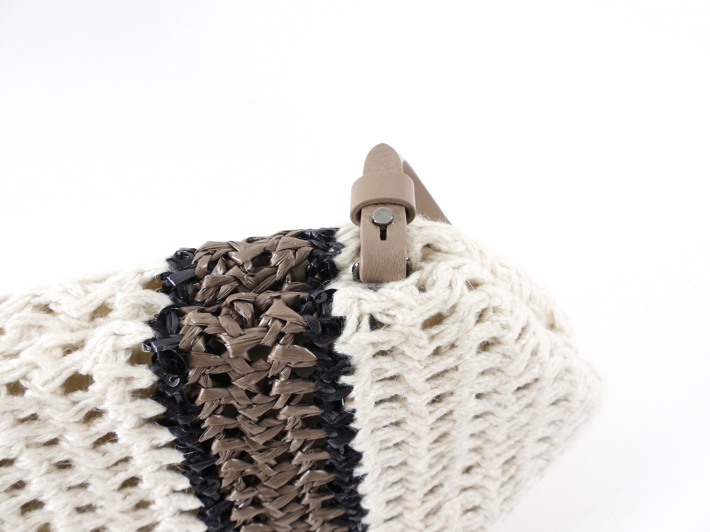 Brunello Cucinelli Woven Stripe Clutch Bag for Women - Luxury Designer Handbag with Leather Accents - Perfect for Evening Events, Parties & Special Occasions