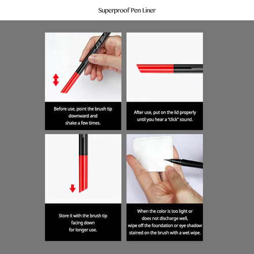 CLIO Superproof Pen Liner 0.55ml - Waterproof & Long-Lasting Eyeliner for Precise Winged Looks | Perfect for Daily Makeup & Special Occasions