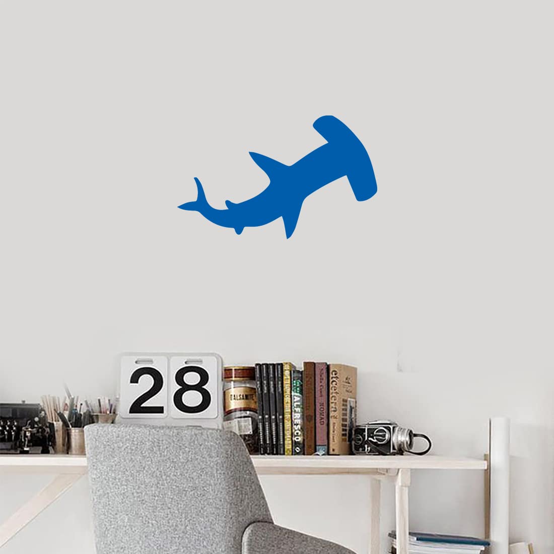 Premium Waterproof Vinyl Decal Stickers Set of 2 - Hammerhead Shark (Azure Blue) for Laptop, Phone, Helmet, Car Window, Bumper, Mug | Durable DIY Decoration for Home, Office, School - Perfect for Surfers, Marine Lovers & Shark Enthusiasts