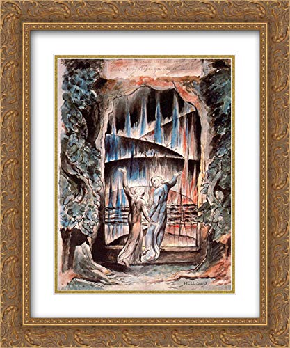 William Blake Dante and Virgil at the Gates of Hell Art Print - 20x24 Gold Ornate Framed Museum Quality with Double Matting | Gothic Home Decor, Literary Art Collection, Office Wall Art