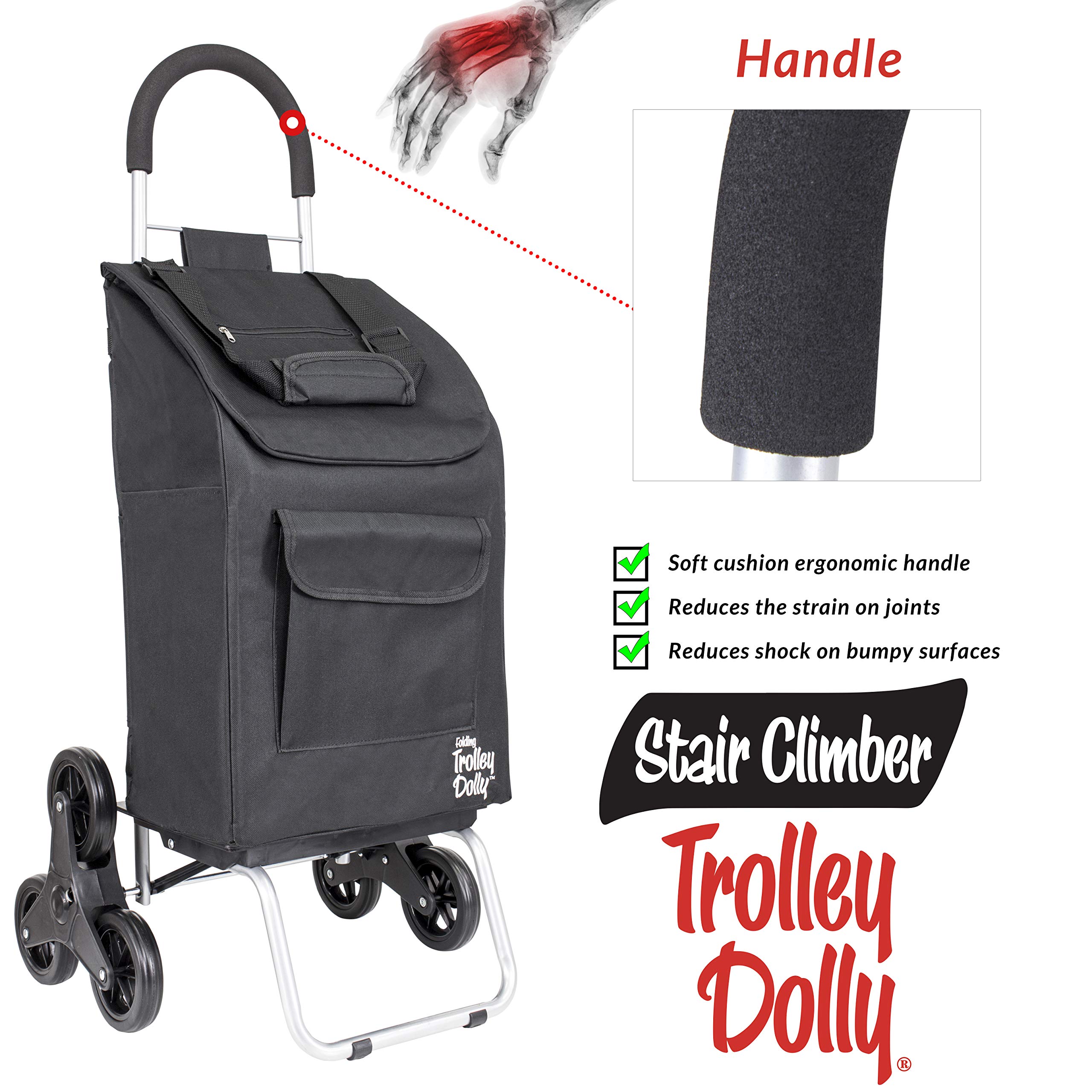 dbest Stair Climbing Hand Truck - Heavy Duty Folding Dolly Cart with Wheels for Moving Boxes & Luggage | Ideal for Home, Office & Warehouse Use