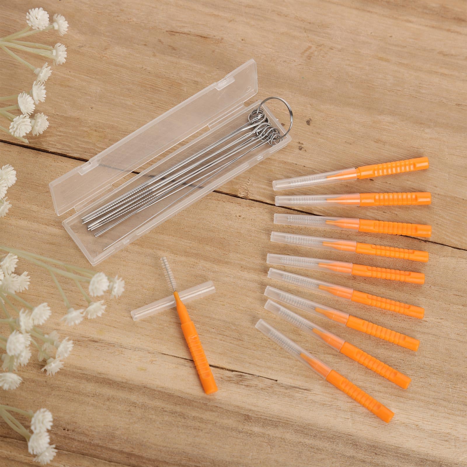 10-Pack Shower Head Cleaning Kit with 10 Brushes & Picks - Anti-Clogging Hole Cleaning Tools for Shower Nozzles (Orange) - Perfect for Bathroom Maintenance & Hard Water Stain Removal