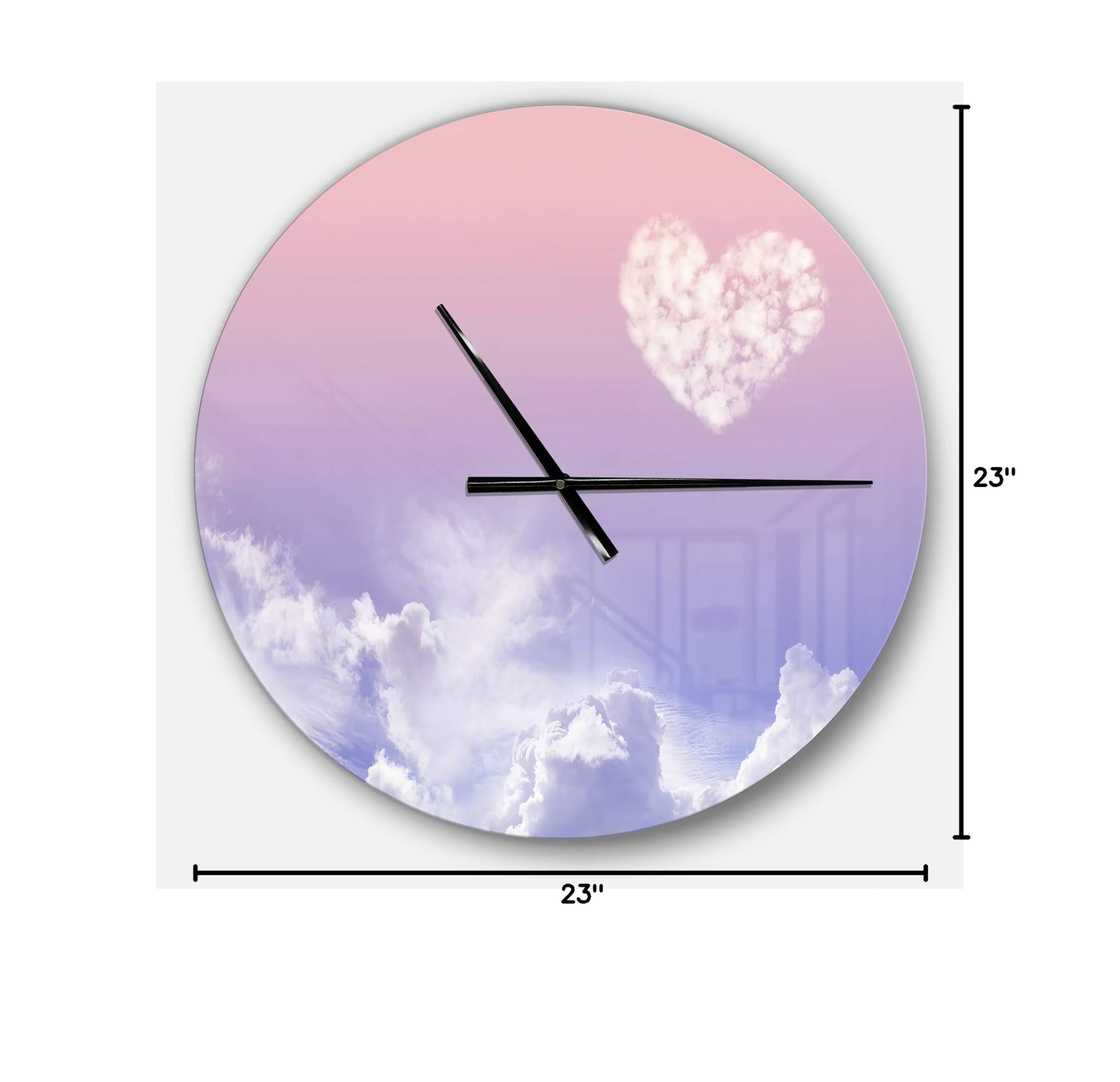 Designart Love is in The Air Modern Round Wall Clock - Contemporary Metal Wall Art for Home Decor, Living Room, Bedroom & Office | Perfect Romantic Gift & Unique Wall Decoration for Couples