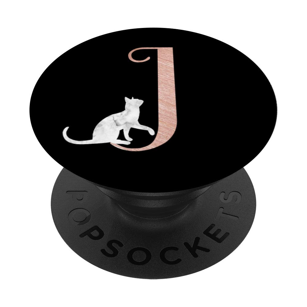 Rose Pink Letter J Phone Stand - Elegant Marble Cat Design for Girls - Perfect for Desk, Bedroom & Gift Giving