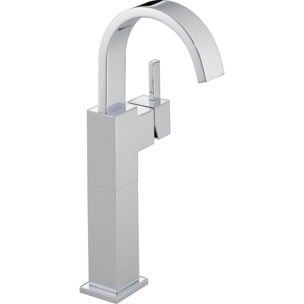 Delta Vero Single Hole Vessel Sink Faucet - Chrome 753LF, Modern Single Handle Bathroom Faucet for Vanity, Powder Room & Guest Bath Sink Installation