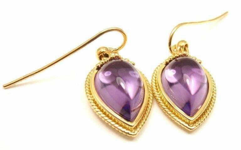 Authentic Temple St. Clair 18k Yellow Gold Chinese Bead Amethyst Earrings | Luxury Purple Gemstone Jewelry | Perfect for Weddings, Parties & Special Occasions