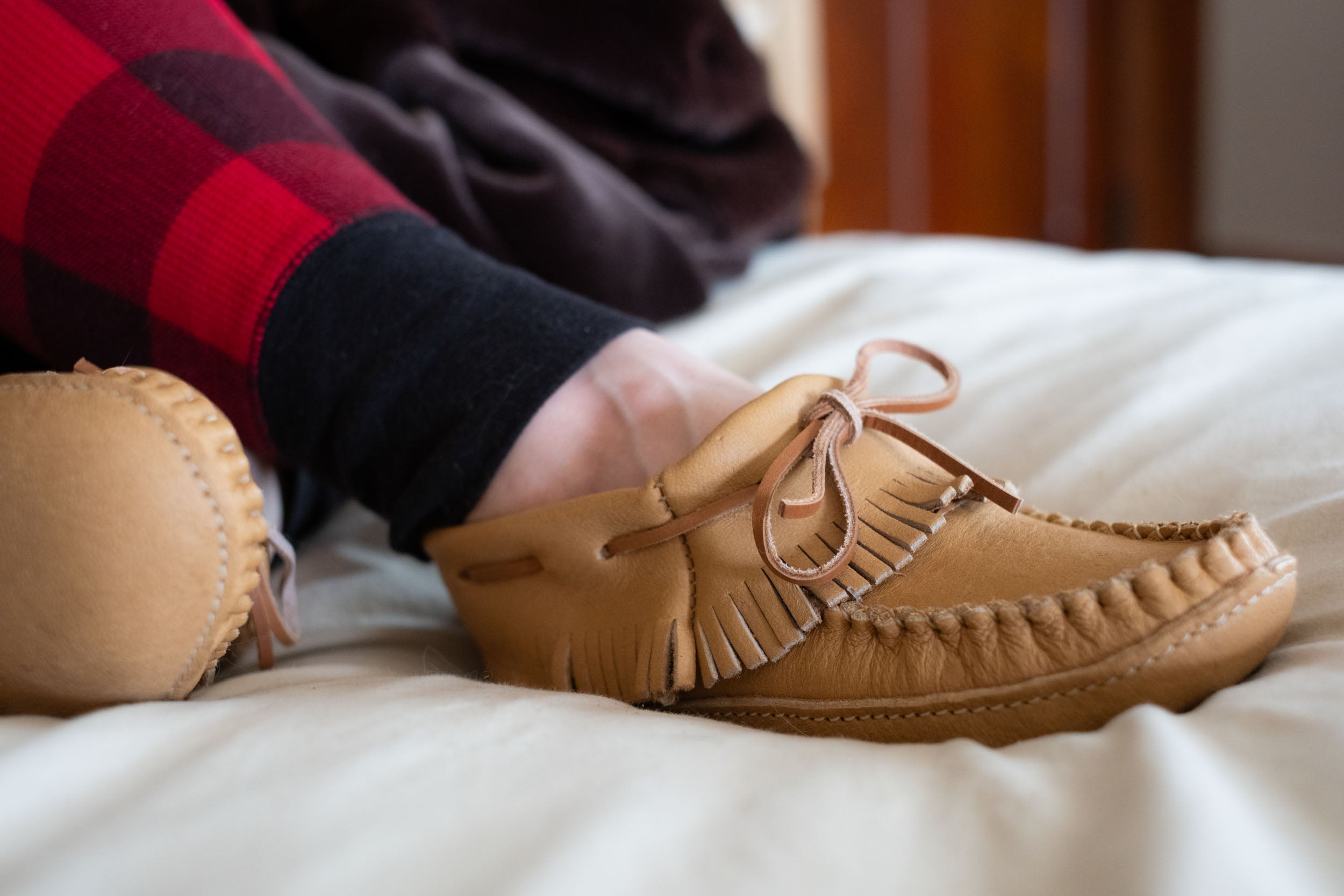 Women's Soft Sole Moose Hide Leather Moccasins - Comfortable Handmade Slippers for Indoor/Outdoor Wear - Perfect for Home, Office & Casual Occasions