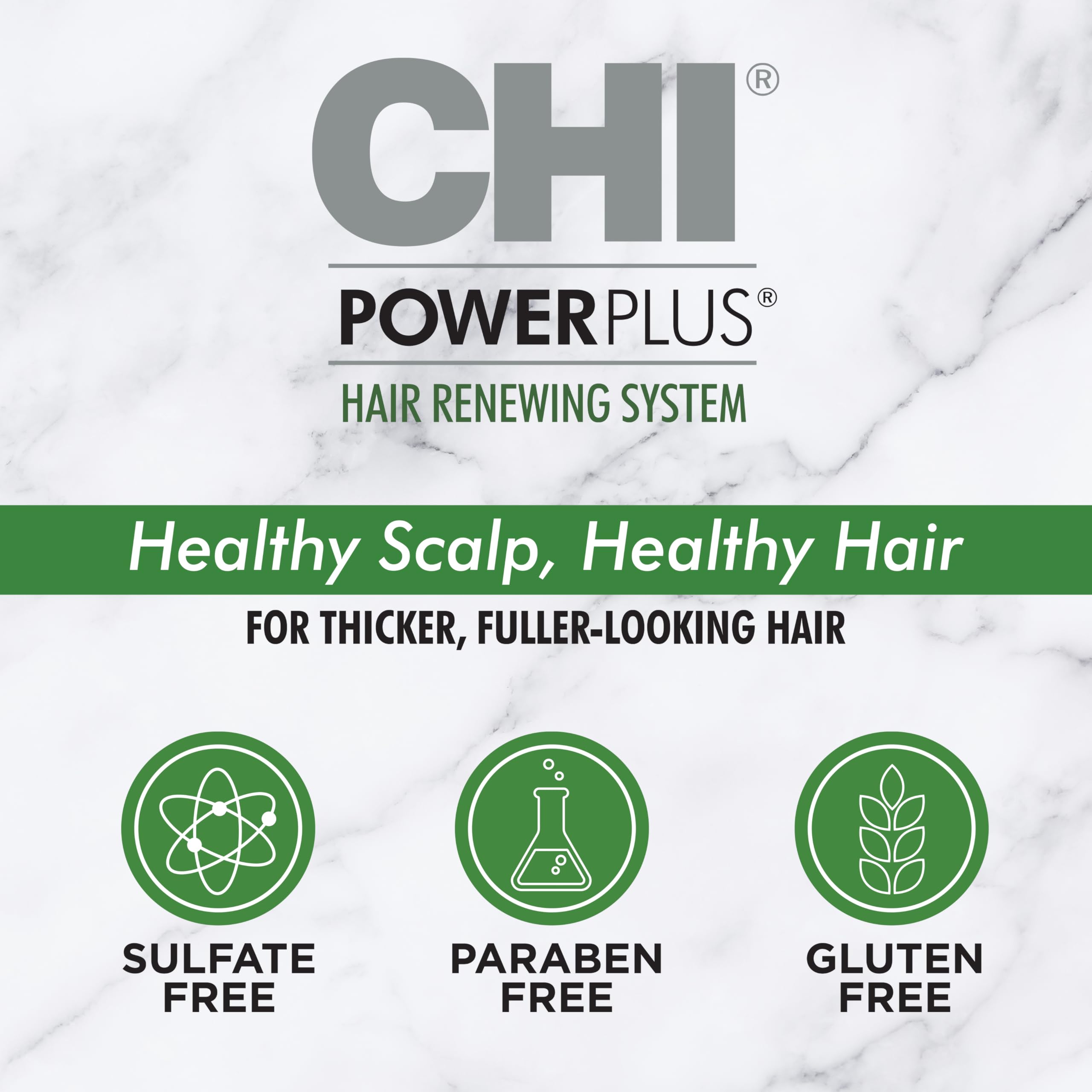 CHI Power Plus Step Exfoliate Shampoo 32oz, Nourish Conditioner 32oz & Revitalize Vitamin Hair Scalp Treatment 3.5oz - 3-Step Professional Hair Care System for Damaged Hair Repair - Salon Quality Shampoo & Conditioner Set for Dry, Frizzy Hair - Perfect for Home & Professional Use