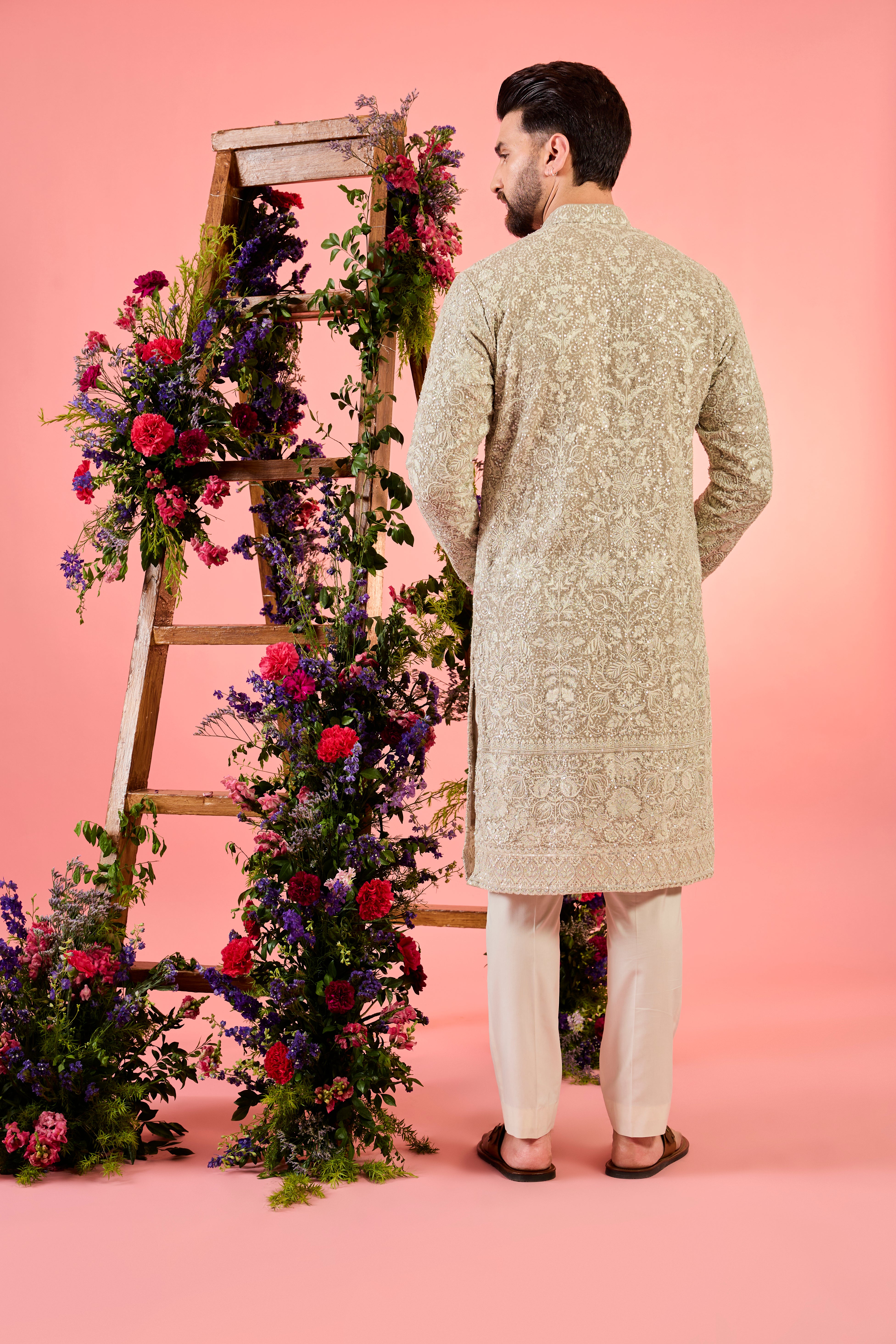 Elegant Chikankari Kurta for Women with Sequin and Threadwork Embroidery - Perfect for Festivals, Weddings & Special Occasions