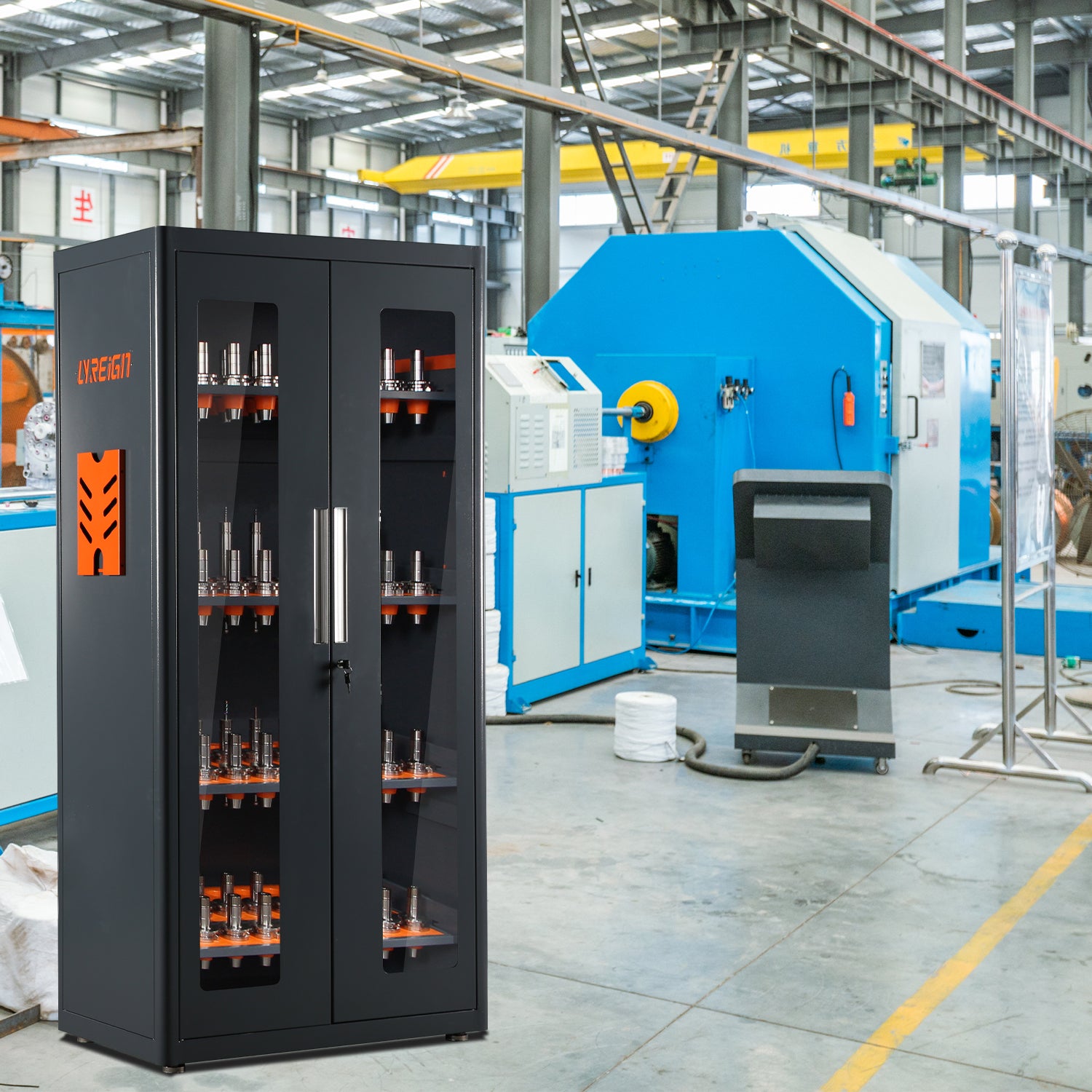 High-Quality CNC Tool Cabinet & CAT40 Tool Holder Storage System - Durable Workshop Organization for CNC Machines