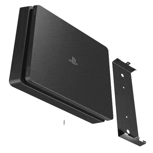 HIDEit 4S PS4 Slim Vertical Wall Mount Bracket - Black - Dual Controller Holder - Space Saving Gaming Accessory for Bedroom & Living Room Setup