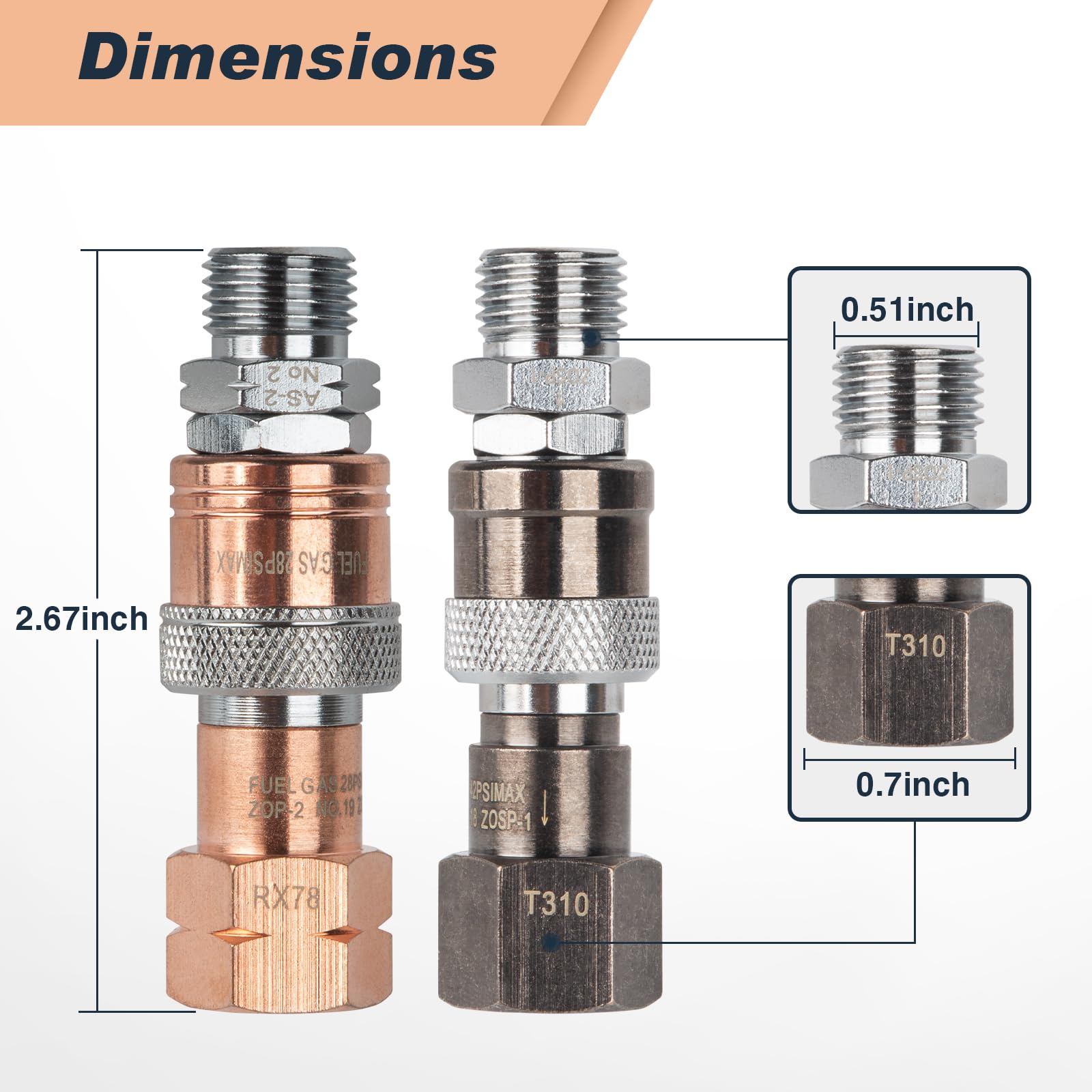 Oxy Acetylene Quick Connect Fittings - Cutting Torch Quick Coupler Set for Oxy Fuel Welding & Brazing | Perfect for Metal Fabrication, HVAC Repair & Automotive Maintenance