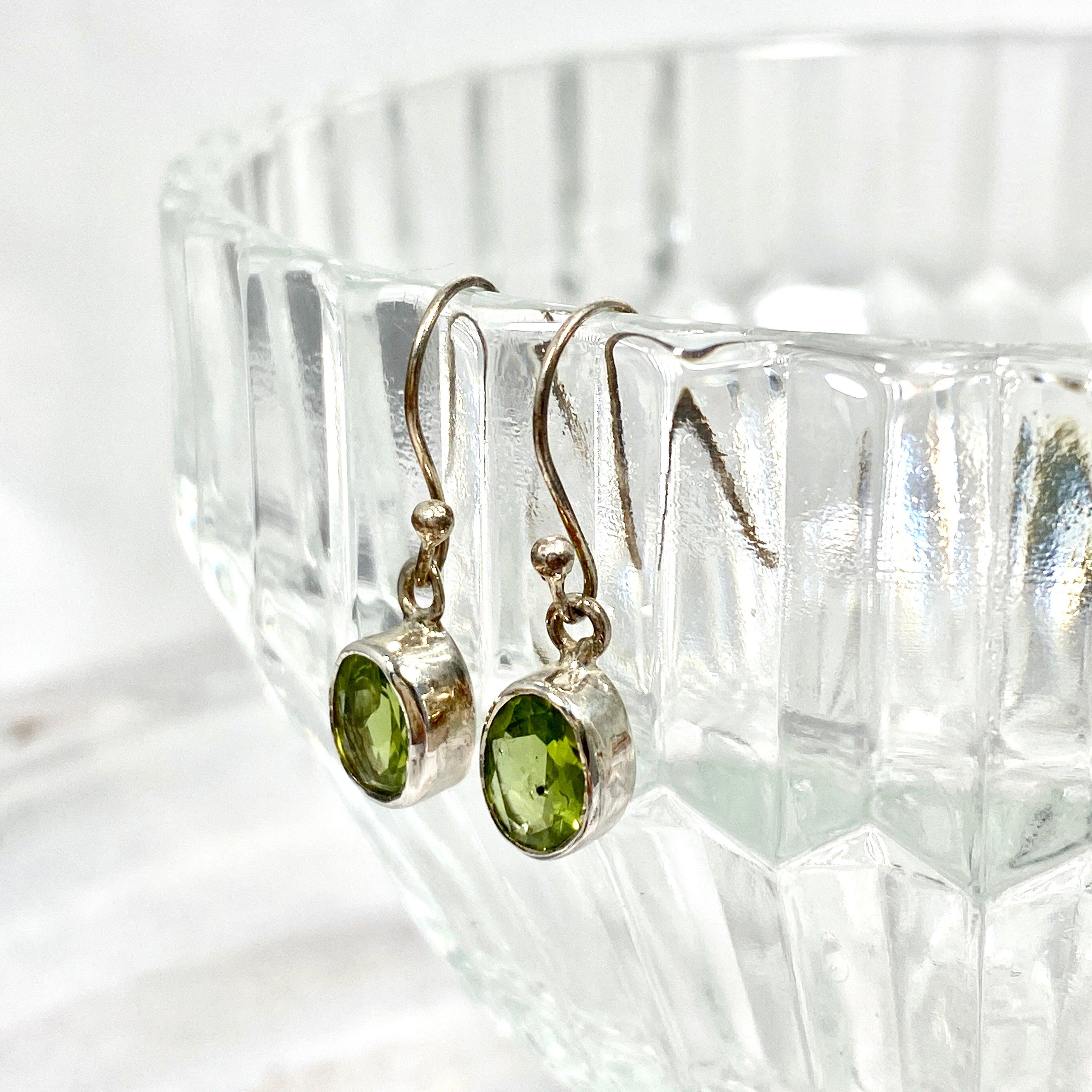Peridot Petite Oval Faceted Earrings R2363 PDO - Elegant Green Gemstone Stud Earrings for Women, Perfect for Weddings, Parties & Everyday Wear