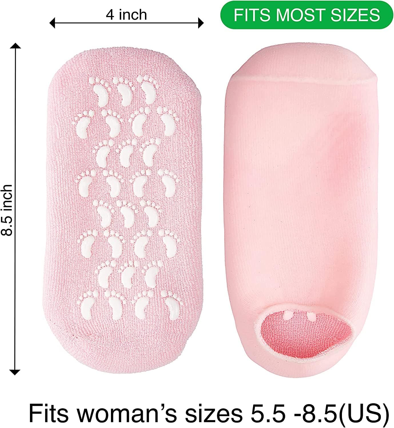 BIYALI Moisturizing Gel Socks for Dry Cracked Feet - Softening & Healing Overnight Foot Care with Non-Slip Silicone Design - Perfect for Spa Treatment, Rough Skin Repair & Daily Foot Moisturizing (1 Pair) - Ideal for Home Relaxation, Pedicure Aftercare & Winter Foot Protection