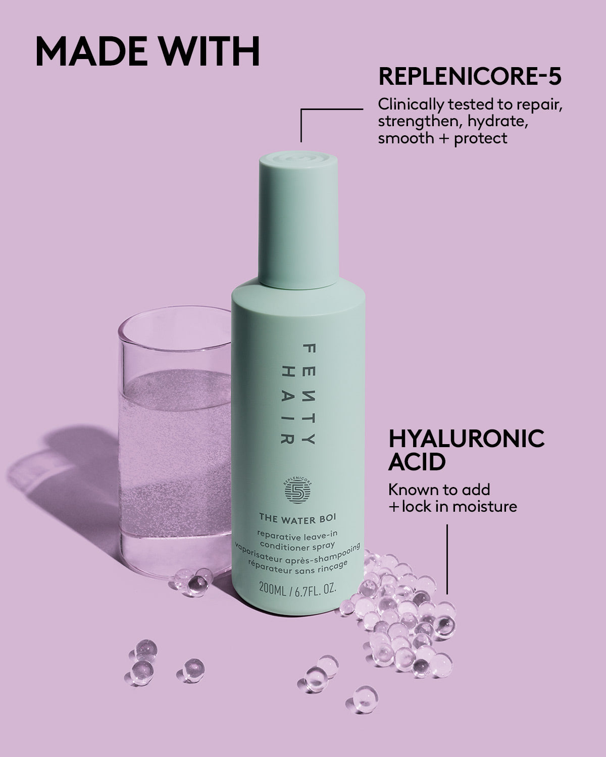 The Water Boi Reparative Leave-In Detangling Conditioner Spray for Dry, Damaged Hair - Hydrating & Frizz Control for Daily Hair Care Routine