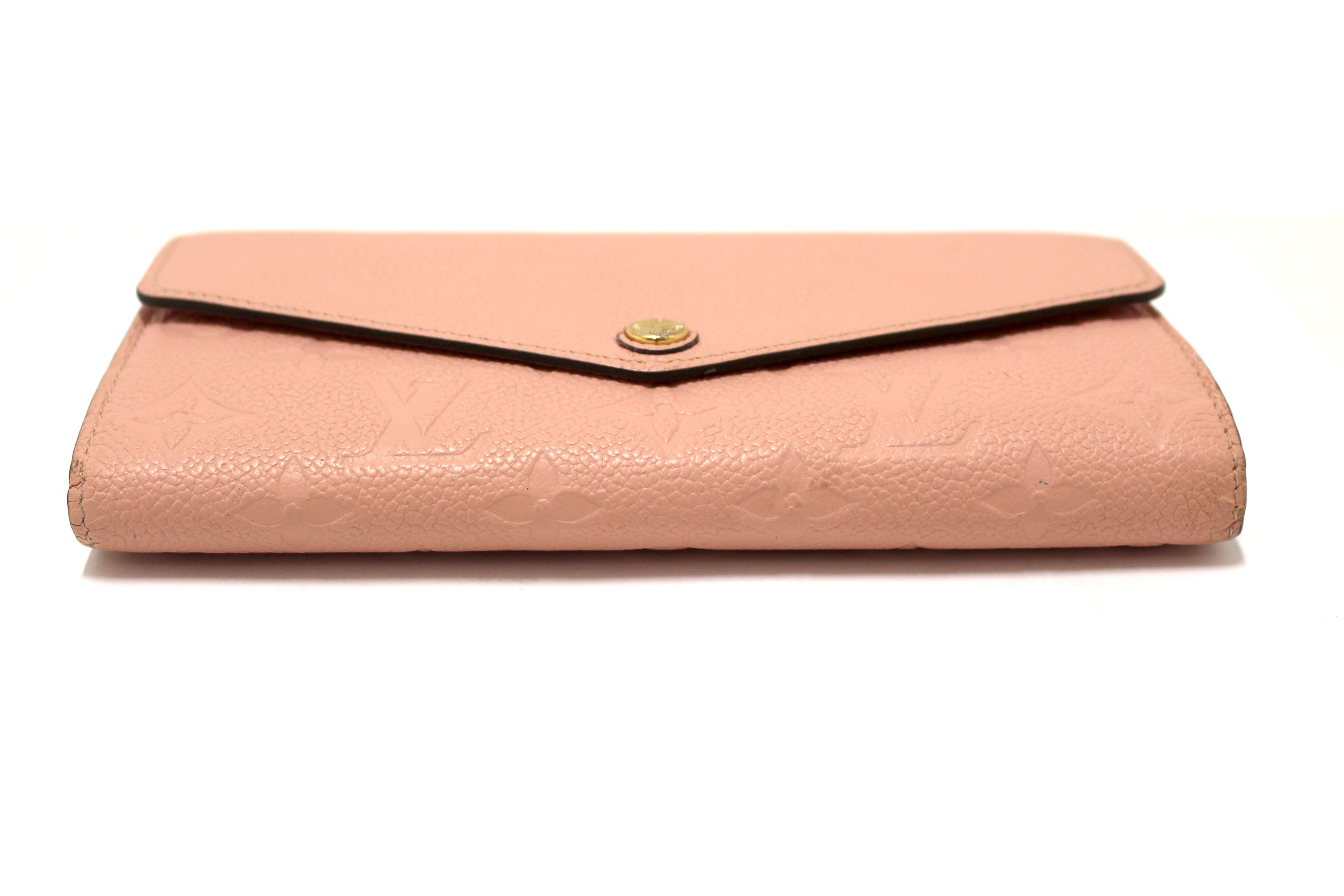 Authentic Louis Vuitton Pink Monogram Empreinte Leather Sarah Wallet for Women | Luxury Designer Wristlet Clutch | Perfect for Parties, Travel & Everyday Use
