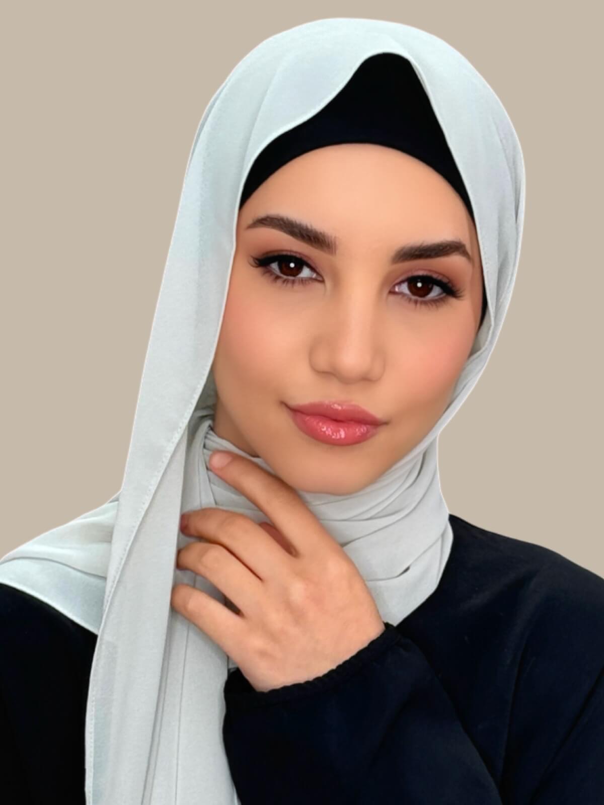 Elegant Classic Chiffon Hijab Scarf with Bone - Perfect for Muslim Women's Daily Wear, Prayer, and Special Occasions