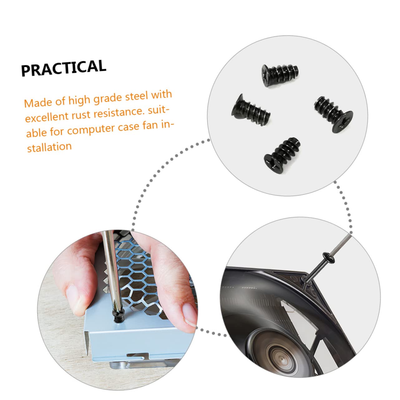 HEMOTON 50pcs Computer Case Fan Screws Set - Short Cooling Fan Mounting Screws for PC Case, Laptop Cooling & DIY Computer Build Accessories (Perfect for Gaming PC, Workstation & Home Office Setup)