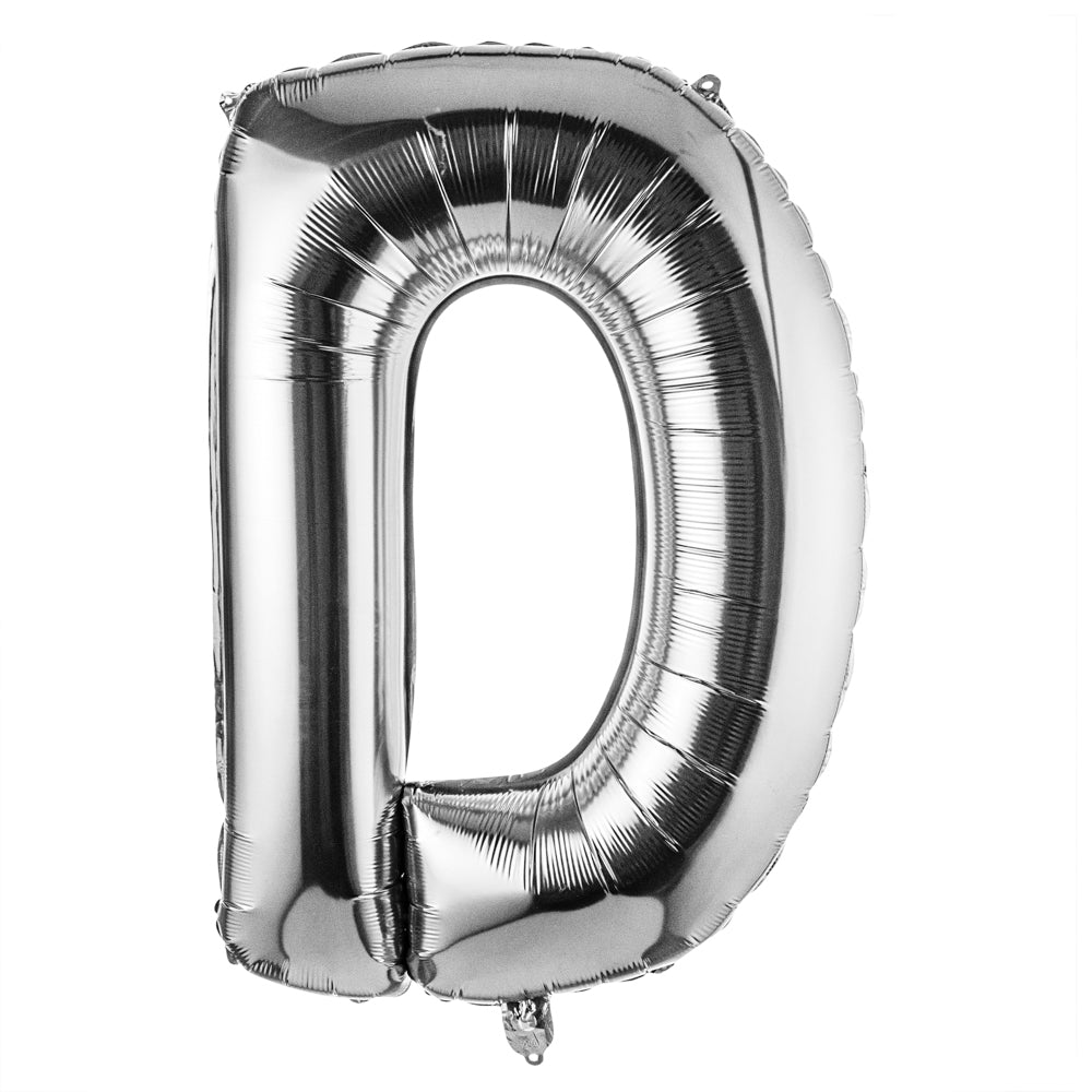 Balloonify Silver Mylar Letter D Balloon - 40 Inch Large Foil Alphabet Balloon for Birthday Party Decorations, Baby Shower, Graduation & Wedding Celebrations - 1 Count Box