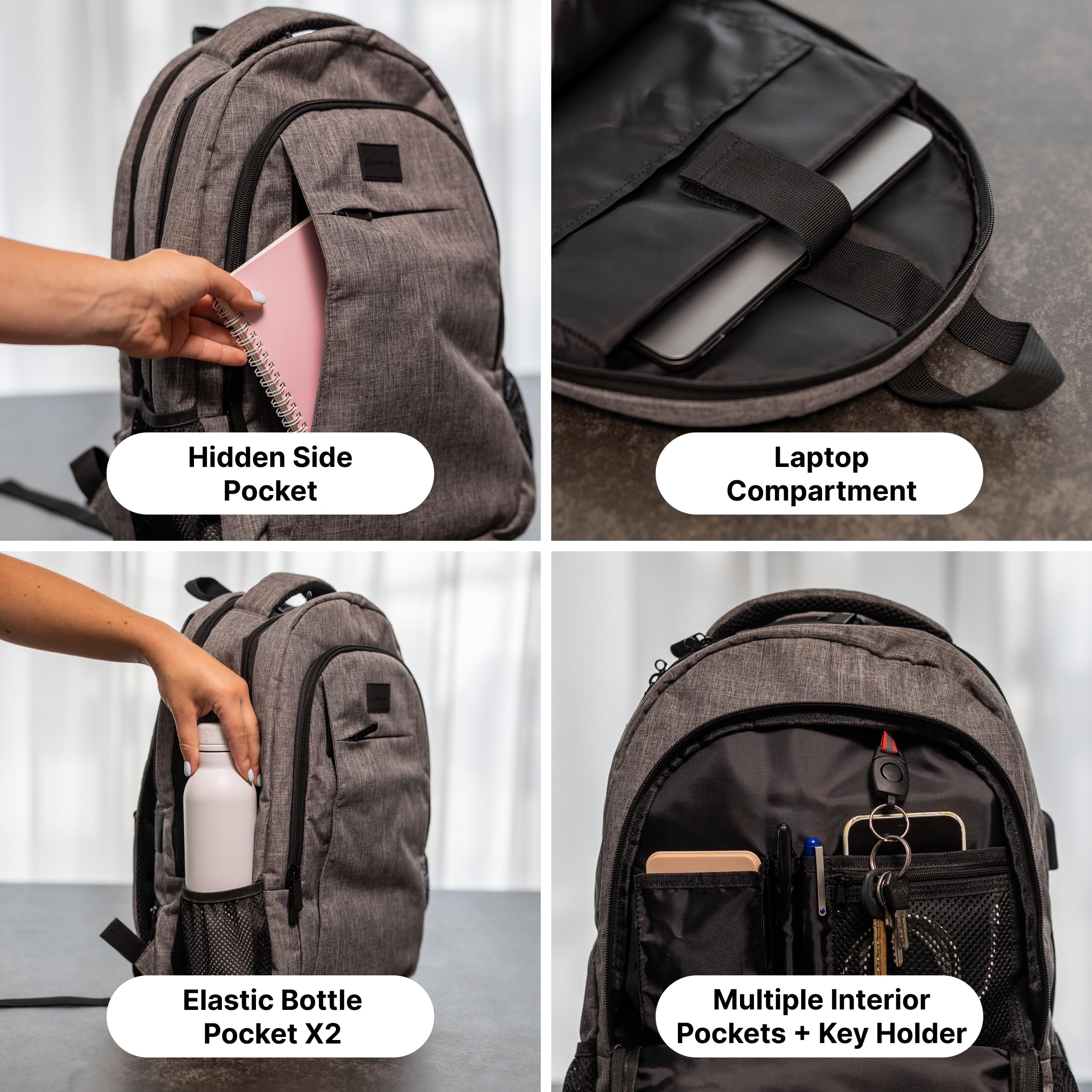 Premium Waterproof Anti-Theft Laptop Backpack with USB Charging Port - Fits 15.6 Inch Laptop, Travel & Business Backpack for Men & Women (Magellan Gray) - Perfect for Commuting, College & Business Trips