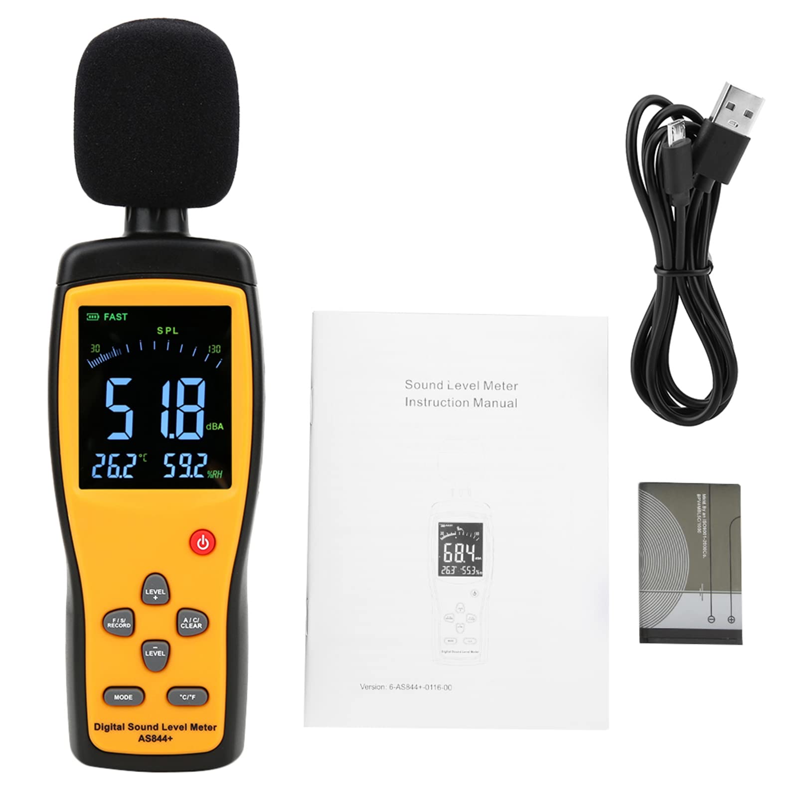 Hilitand AS844 Digital Sound Level Meter - Professional Noise Monitor & Decibel Meter for Home, Workplace, and Industrial Use