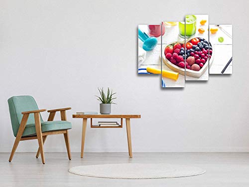Premium Heart Stethoscope Diet & Fitness Gym Equipment - Modern Abstract Canvas Wall Art Set of 4 Panels for Home Decor, Clinic Office, or Gift | White Background Framed Painting Prints