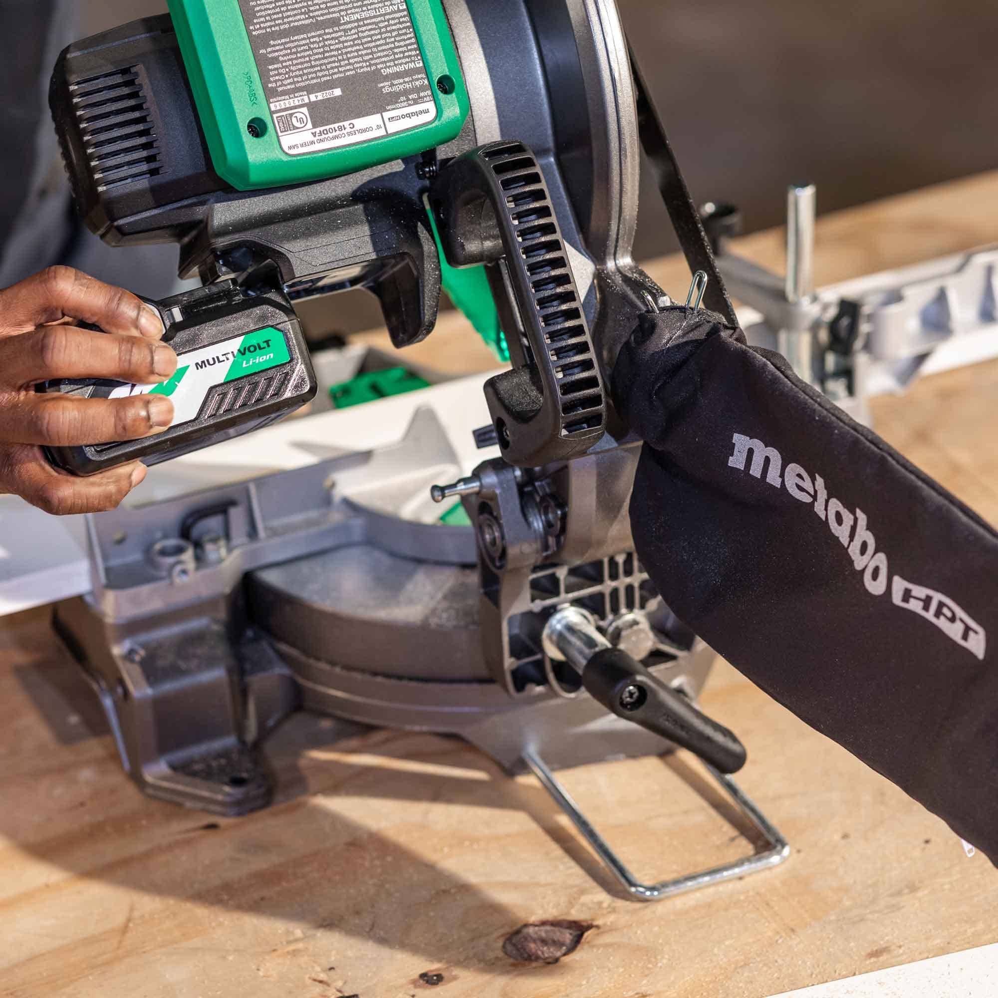 Metabo HPT 18V MultiVolt Cordless Miter Saw Kit with 10-Inch Blade - Includes 18V/36V Battery & Charger - Xact Cut LED Shadow Line System - Perfect for Woodworking, DIY Projects & Professional Construction Jobs (Model C1810DFA)
