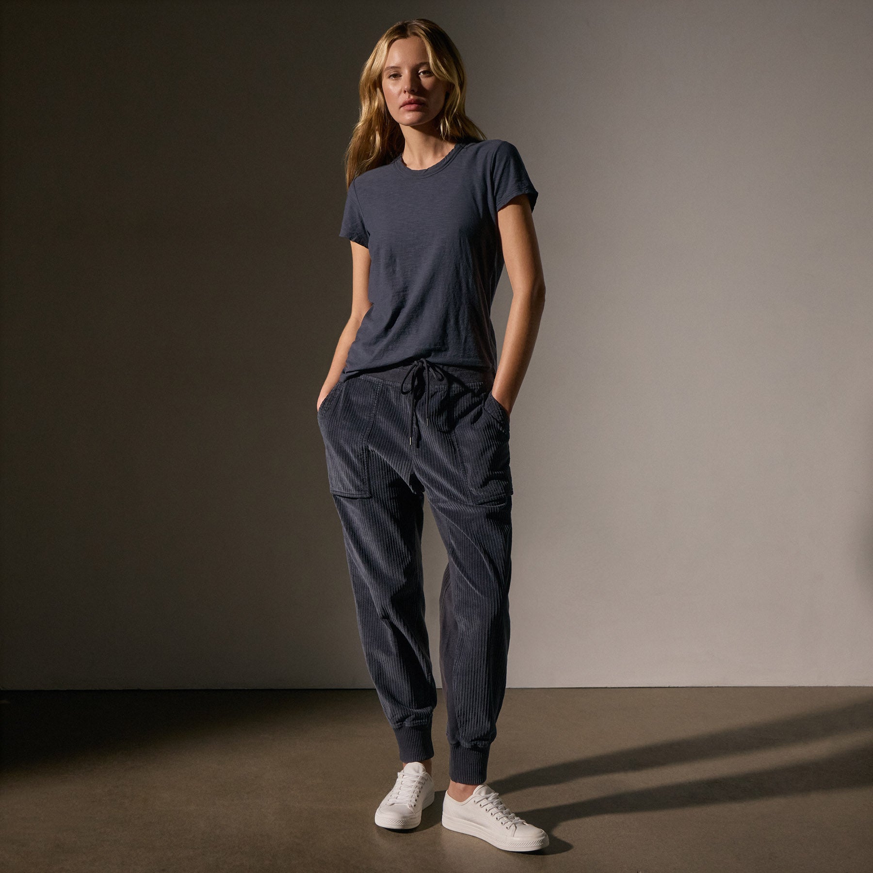 Sheer Slub Crew Neck T-Shirt for Women - Soft Blue Noir Casual Tee for Everyday Wear, Layering & Outfit Styling