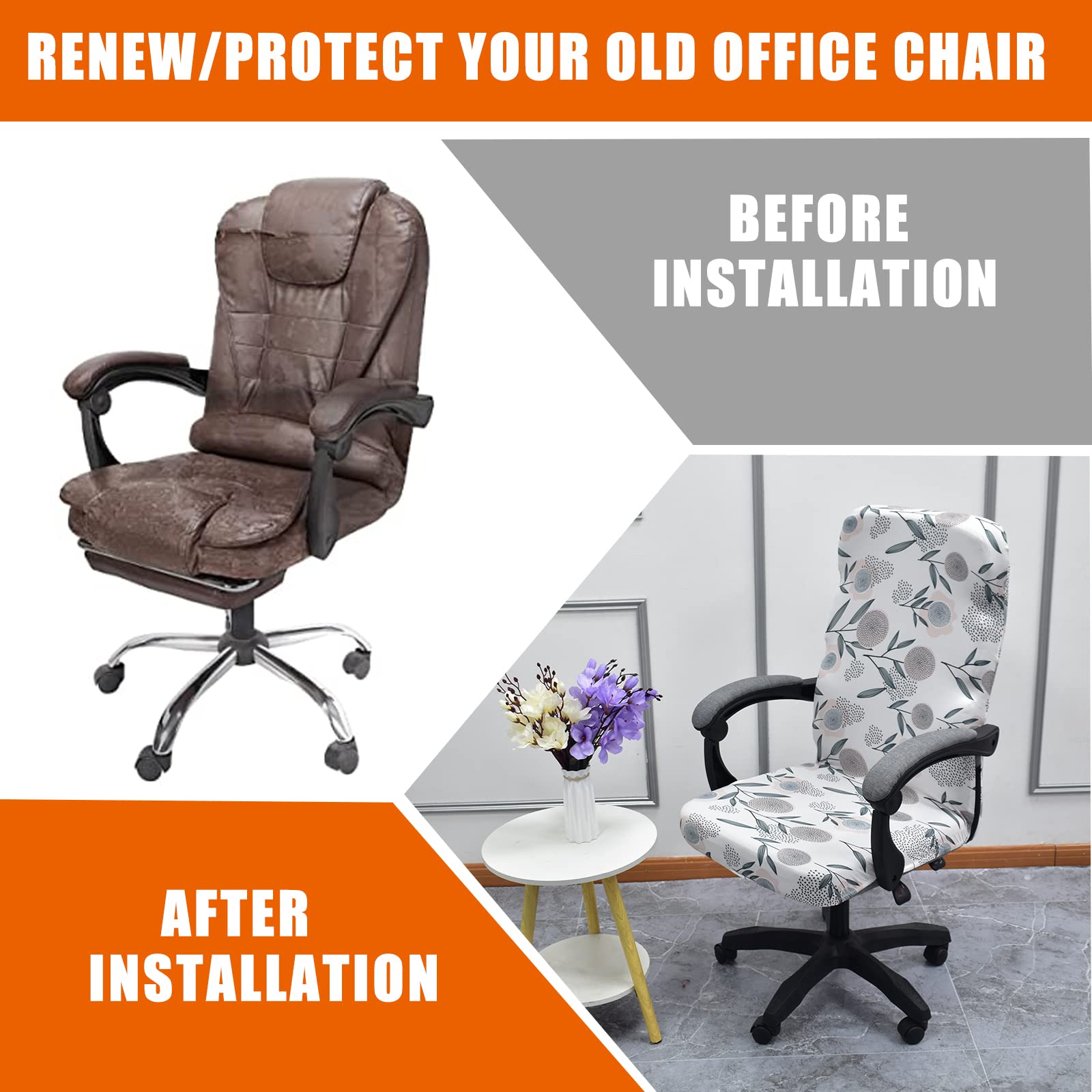 CRFATOP Universal Stretch Office Chair Cover - Durable Zipper Design for Computer Desk Chairs, High Back Chair Slipcover (Size L, Model A03) - Perfect for Home Office, Gaming Setup & Workspace Protection