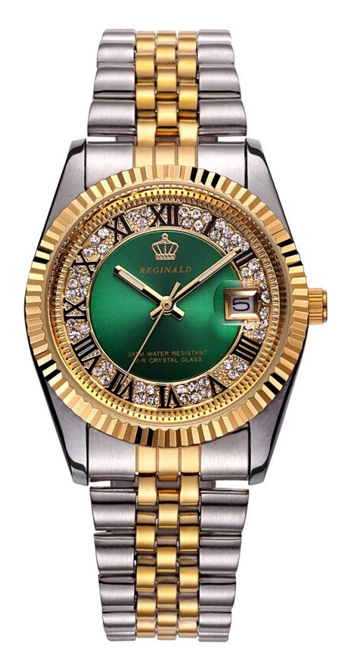 Luxury Rhinestone Stainless Steel Waterproof Couple Watches for Women & Men - Quartz Movement with Luminous Calendar Display - Perfect for Anniversary Gifts, Date Nights and Special Occasions