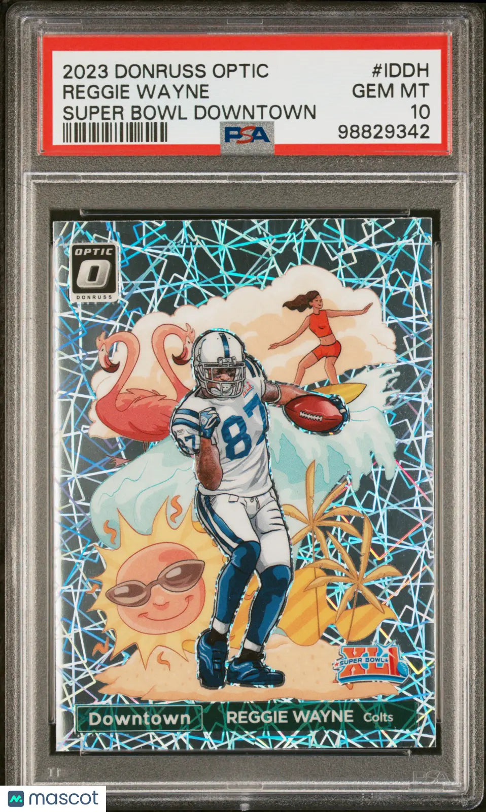 2023 Panini Donruss Optic Super Bowl Downtown Reggie Wayne PSA 10 Gem Mint Football Card #ID DH - Perfect for Collectors, Sports Memorabilia Displays & Investment
