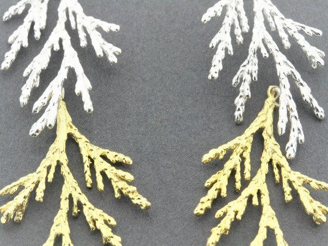 22Kt Gold on Silver Lawson Cypress Earrings - Elegant Nature-Inspired Jewelry for Women | Perfect for Parties, Weddings & Everyday Wear