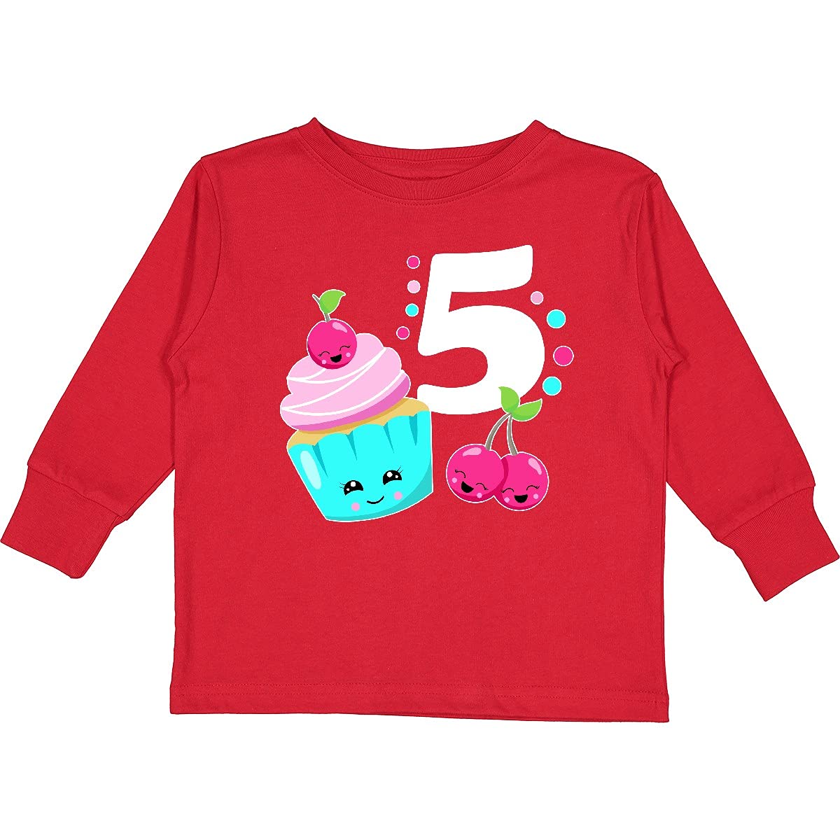 Happy Cupcake 5th Birthday Toddler Long Sleeve T-Shirt | Cute Graphic Tee for Girls & Boys | Perfect for Birthday Parties & School Events