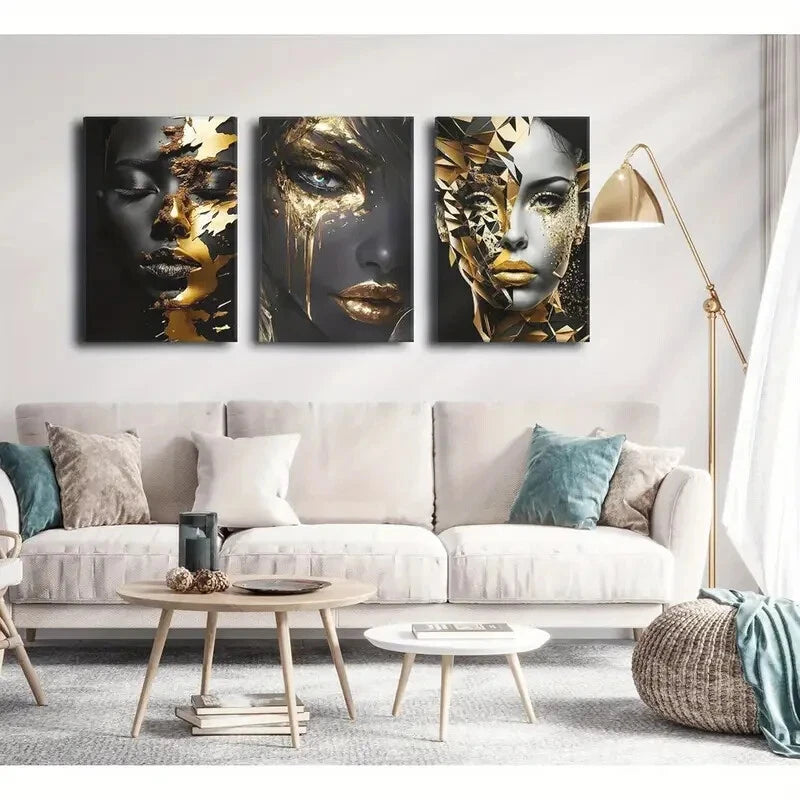3-Piece African American Black Girl Metal Wall Art Prints - Ready to Hang, Home & Office Decor for Black History Month, Women's Empowerment, Living Room & Bedroom Wall Decor