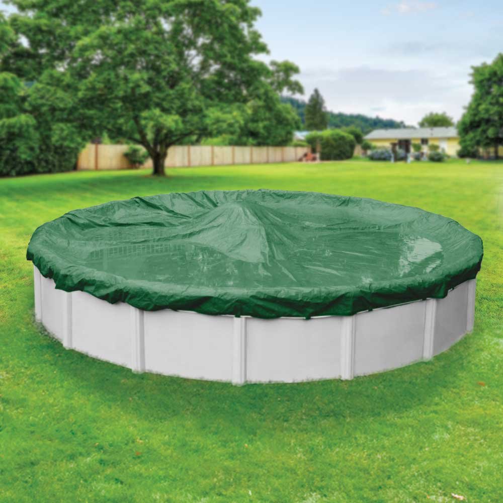 Pool Mate 4830-4-PM Heavy Duty Swimming Pool Cover - 30-Foot Extra Thick Winter Protection for In-Ground Pools | Durable Green Vinyl | Perfect for Cold Weather & Leaf Protection