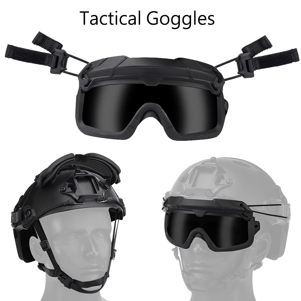 Tactical Airsoft Helmet & Mask Set with Noise Canceling Headset, Goggles, Battery Pocket & NVG Mount - Lightweight Fast Helmet for Outdoor Paintball, Hunting & Airsoft Games