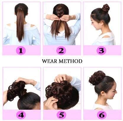 EL Cabell Messy Bun Hair Extension with Elastic Band - Synthetic Hair Scrunchies for Women & Girls (Black, Pack of 1) - Perfect for Parties, Weddings & Everyday Styling