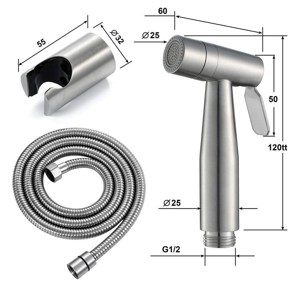 Stainless Steel Handheld Sprayer Kit - Multi-Function Shower Tap Spray Gun with Brushed Finish for Bathroom, Kitchen & Garden Use