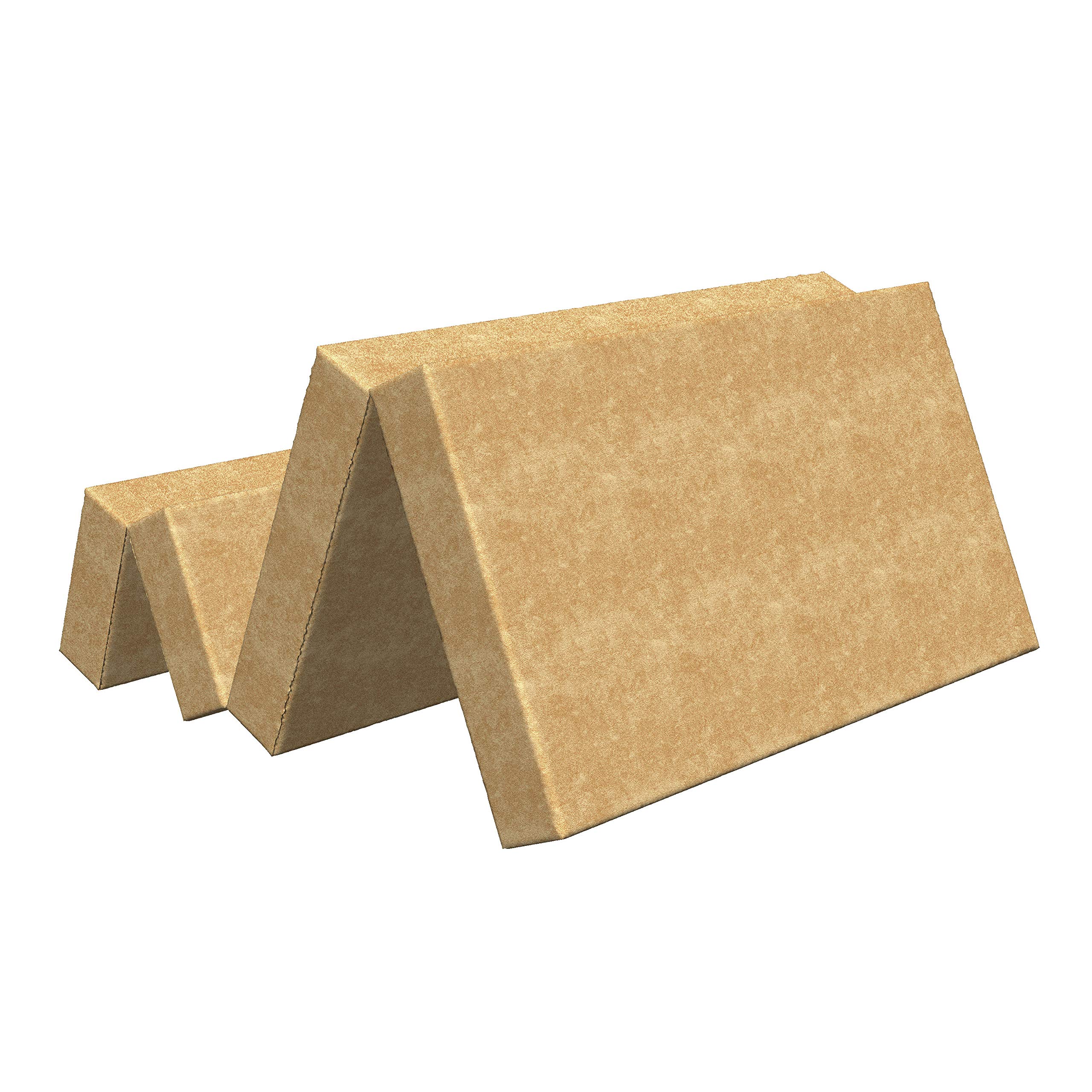 Ambesonne Faux Suede Foldable Mattress - Digitally Printed Weathered Texture, Portable Futon Mat & Lightweight Sleeping Pad for Guest Bed, Camping, Dorms - Pale Earth Yellow King Size | Perfect for Spare Bedrooms, Travel & Outdoor Adventures